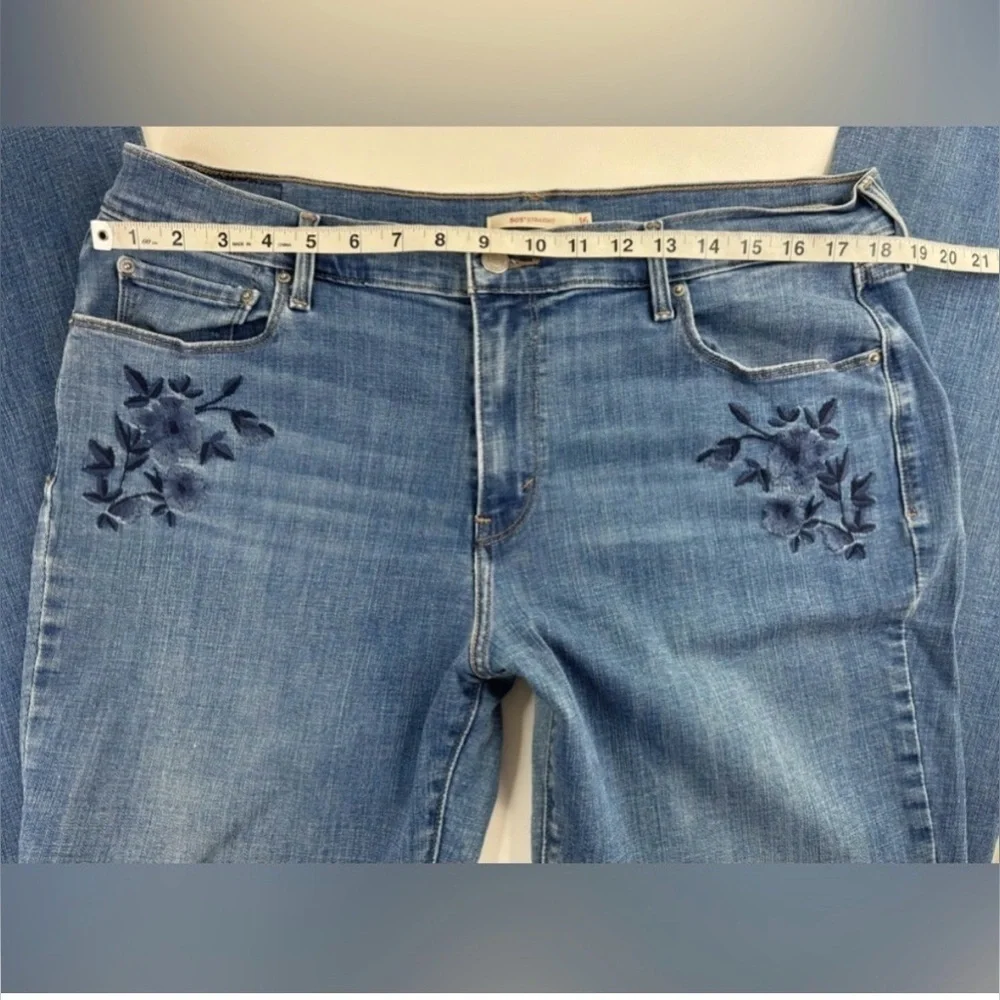 Levi’s 505 Floral Embroidered Straight Leg Stretch Jeans Womens Size 16 GUC - Picture 7 of 13